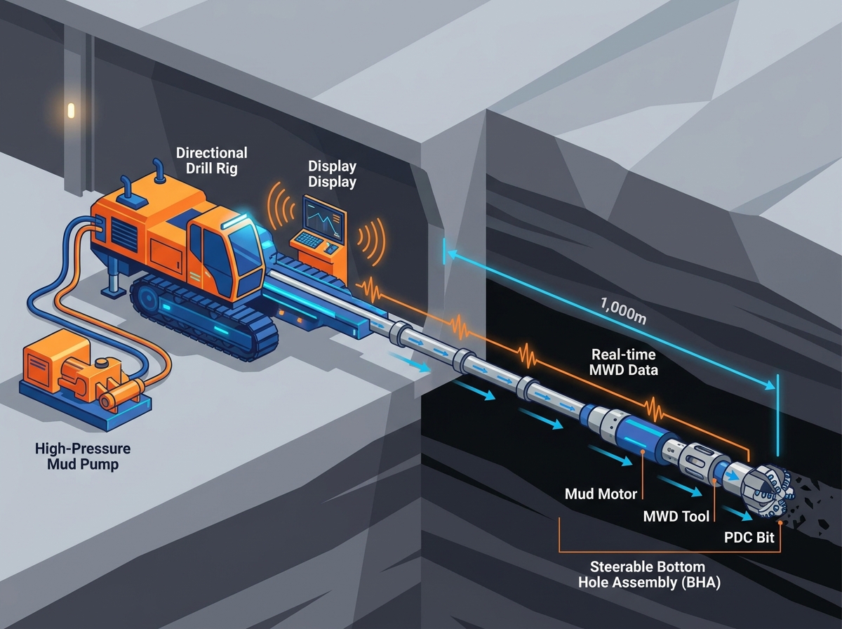 In-seam directional drilling equipment operation underground