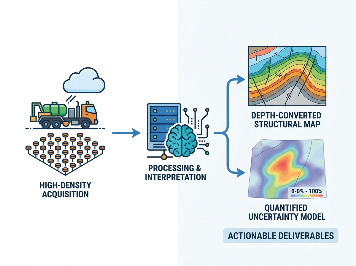 High-density 3D seismic exploration operation and deliverables