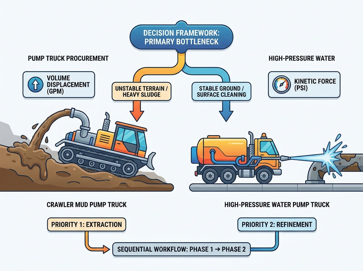 Crawler Mud Pump Truck operating on soft terrain